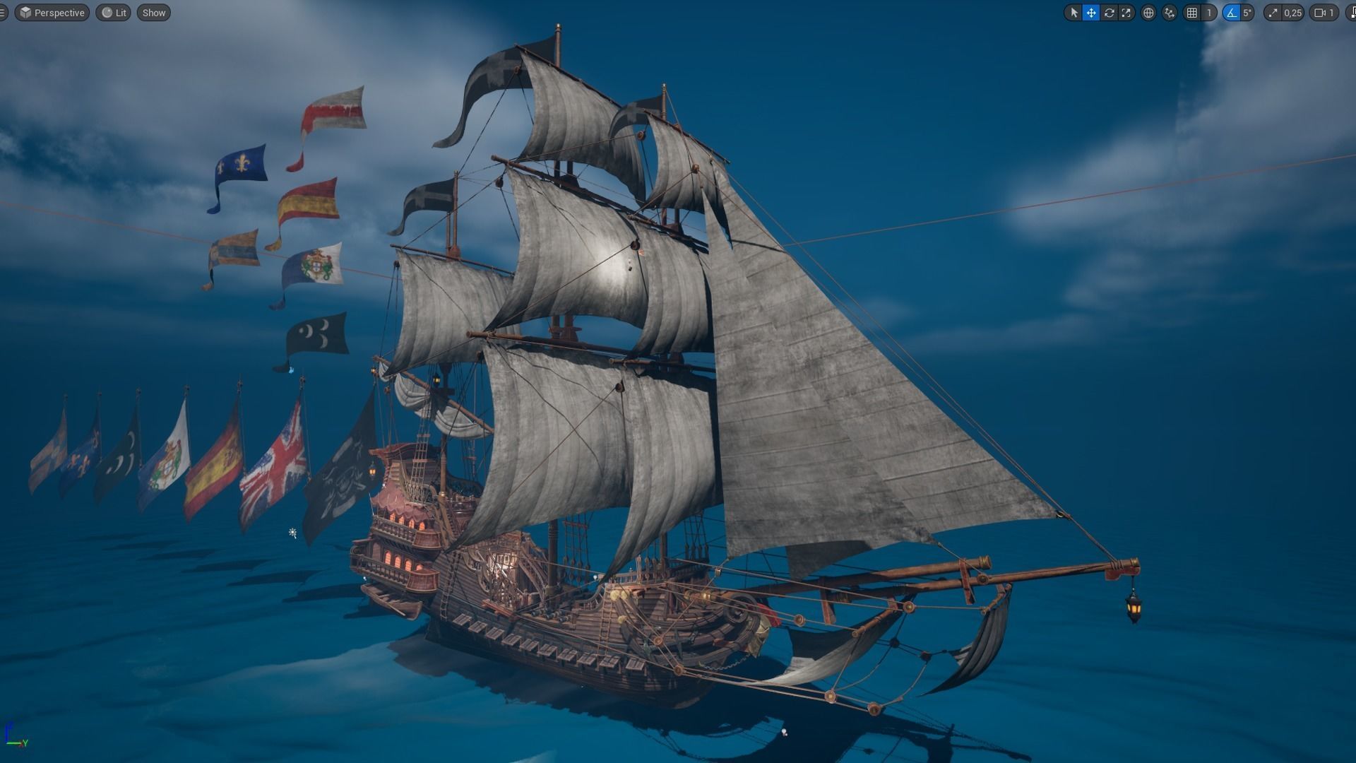 Galleon Spartan Low-poly 3D model_5