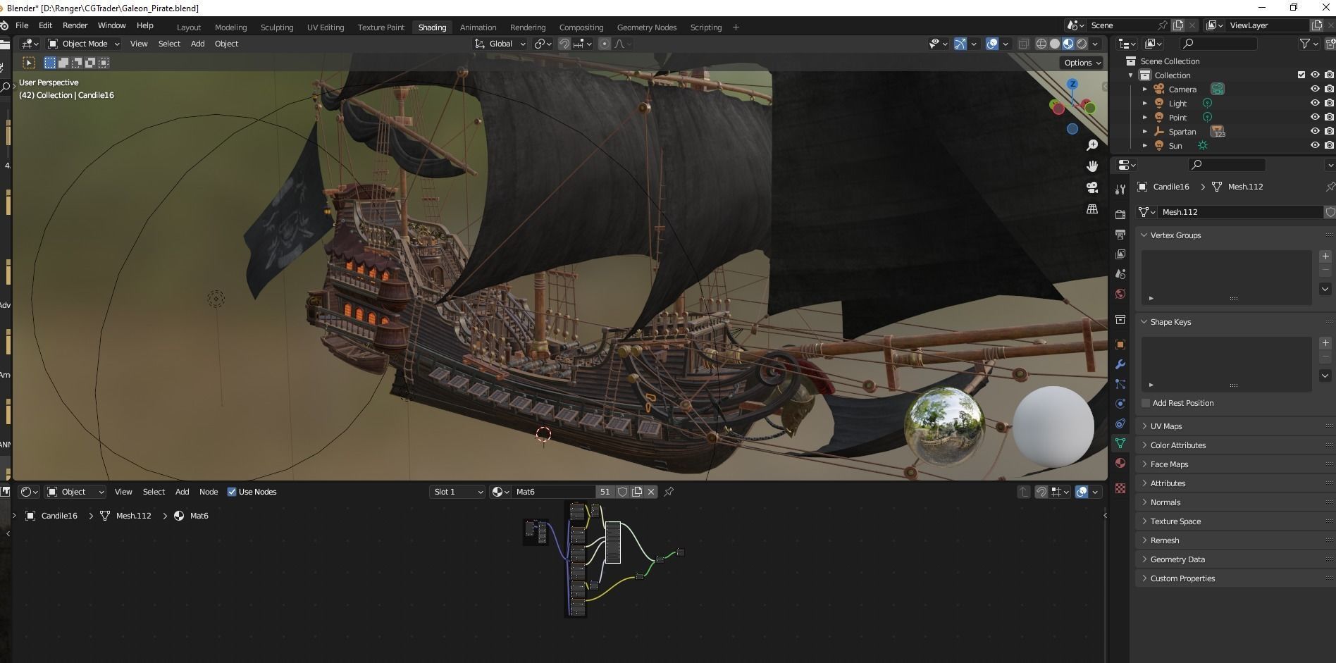 Galleon Spartan Low-poly 3D model_37