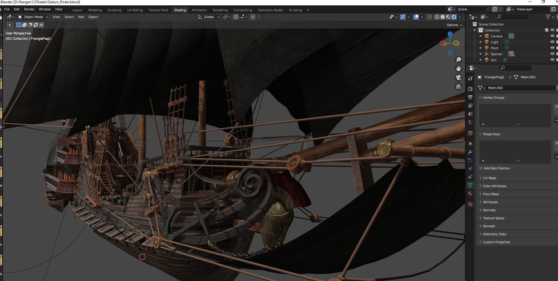 Galleon Spartan Low-poly 3D model_38