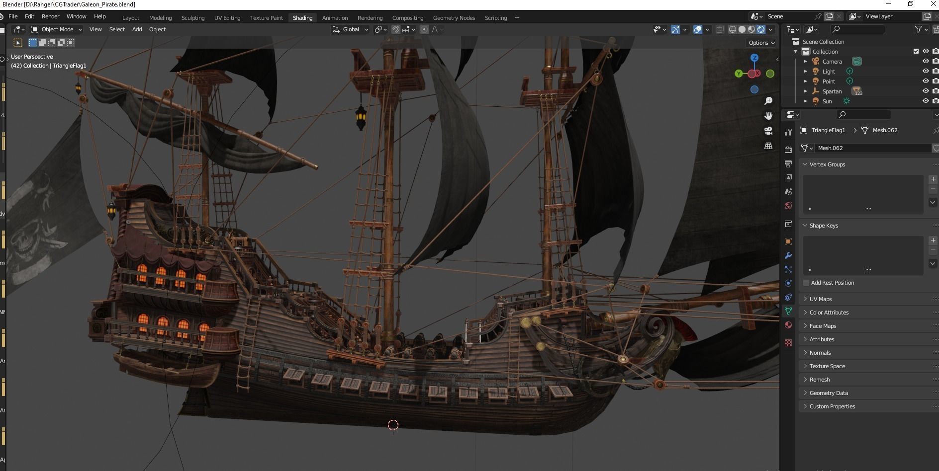 Galleon Spartan Low-poly 3D model_43