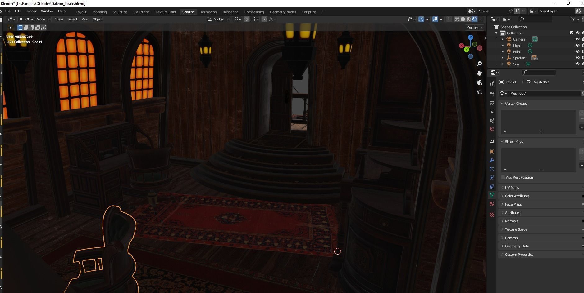 Galleon Spartan Low-poly 3D model_30