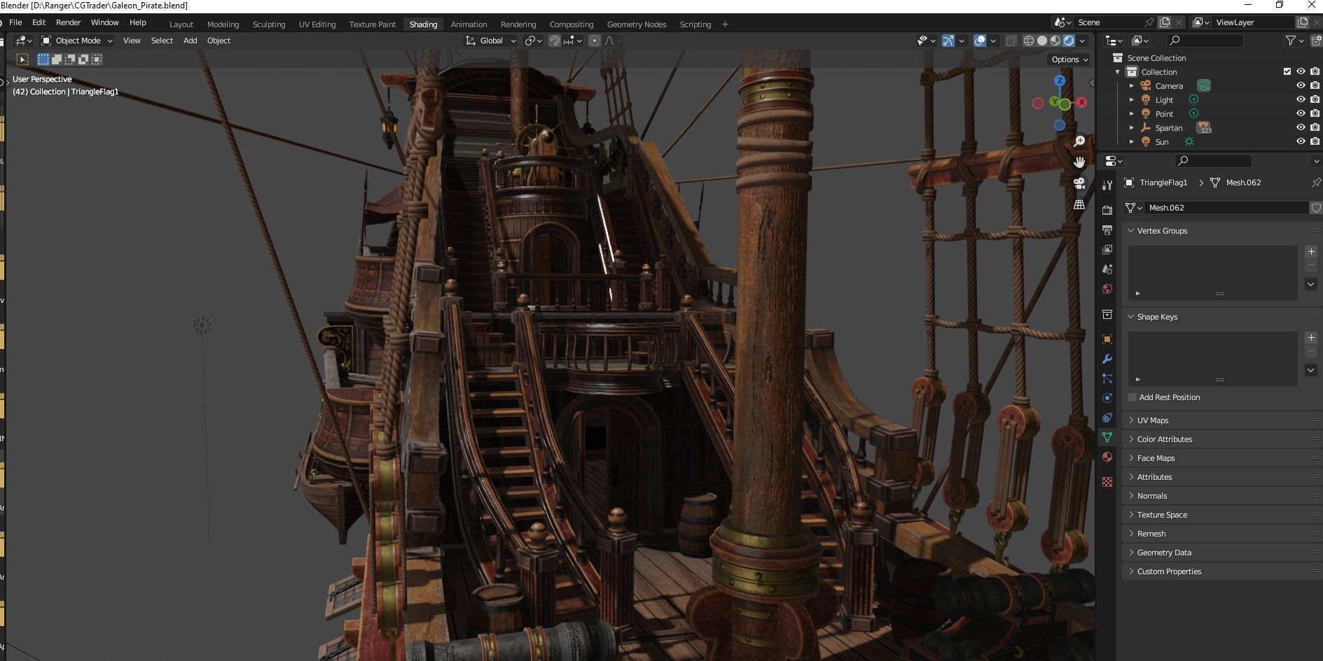 Galleon Spartan Low-poly 3D model_49