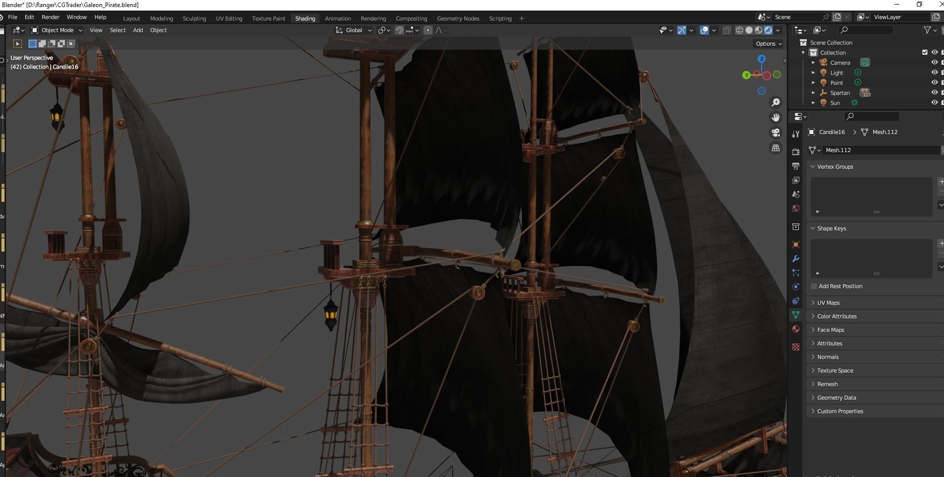 Galleon Spartan Low-poly 3D model_35