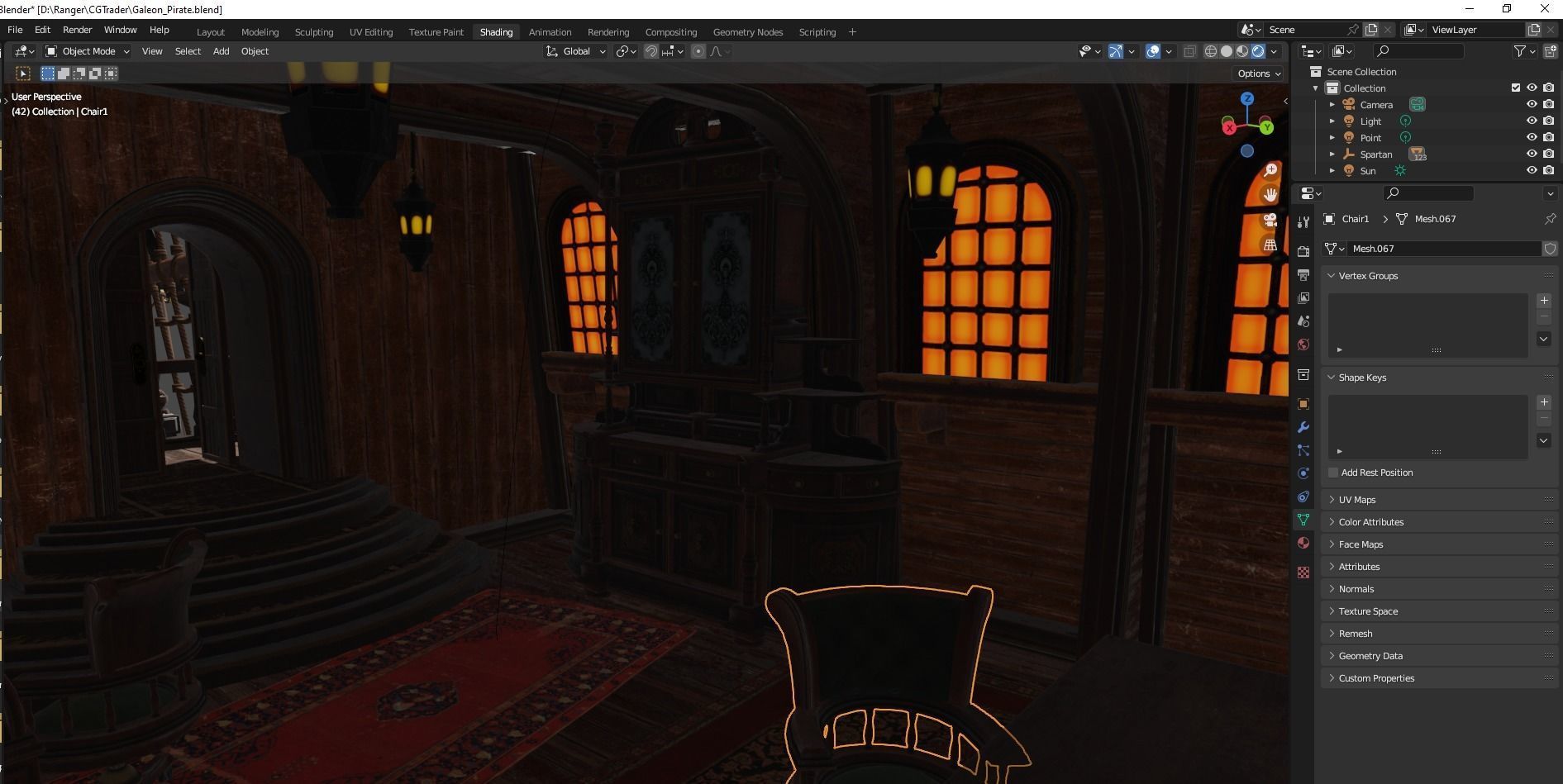Galleon Spartan Low-poly 3D model_29