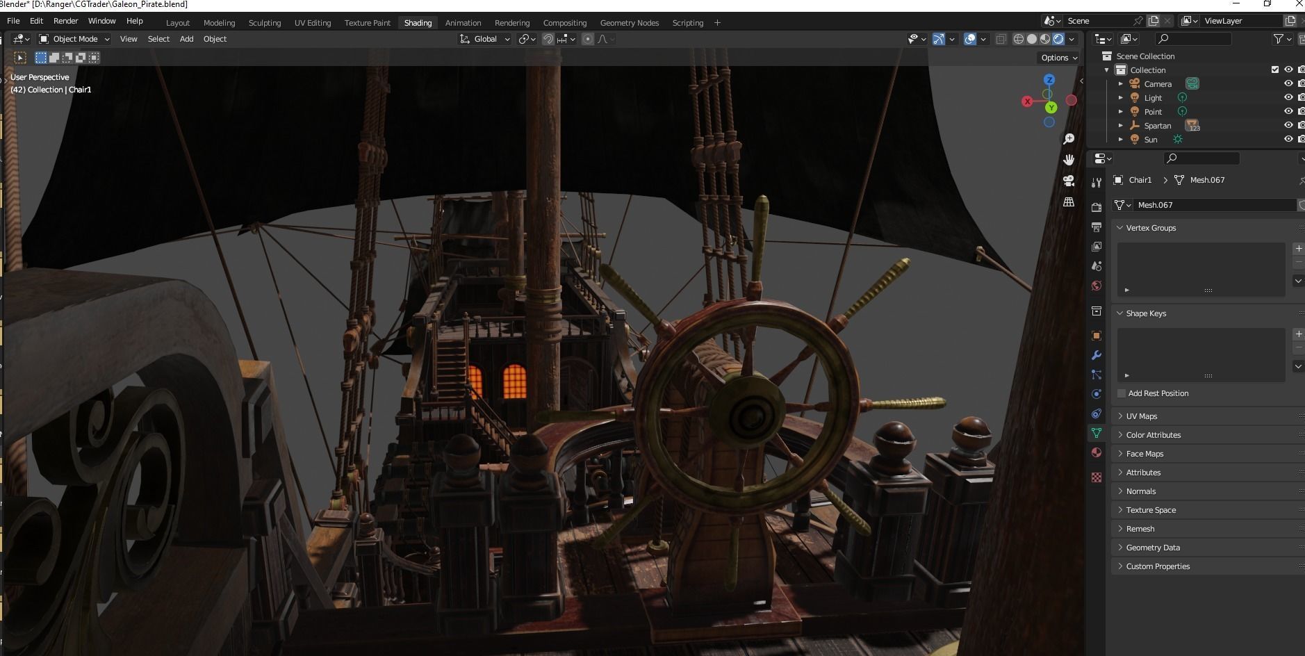 Galleon Spartan Low-poly 3D model_32