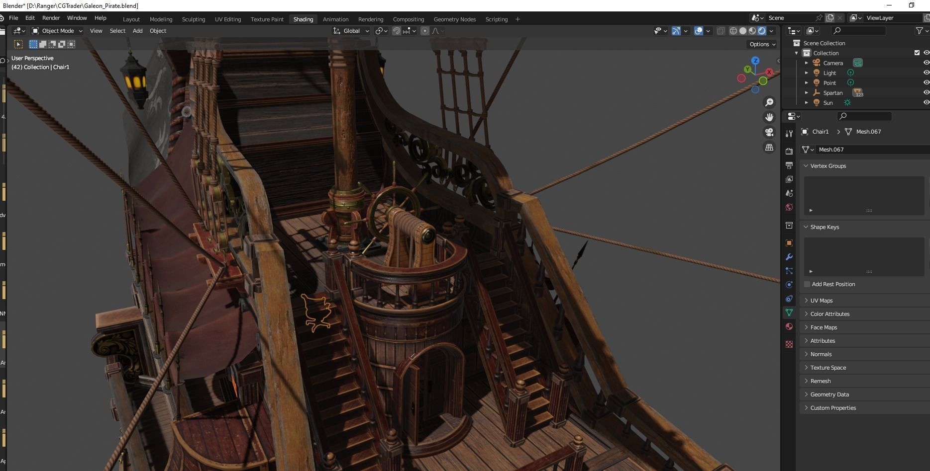 Galleon Spartan Low-poly 3D model_31