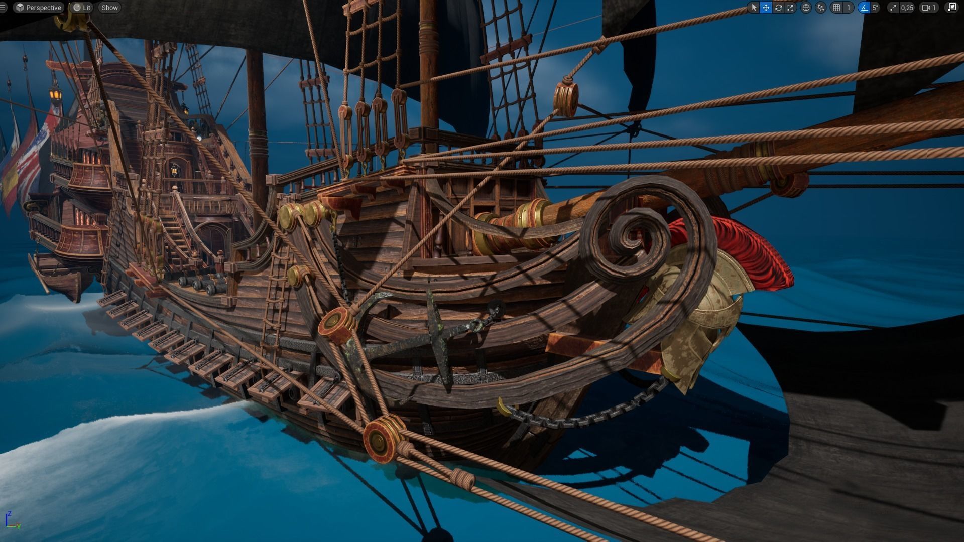 Galleon Spartan Low-poly 3D model_12