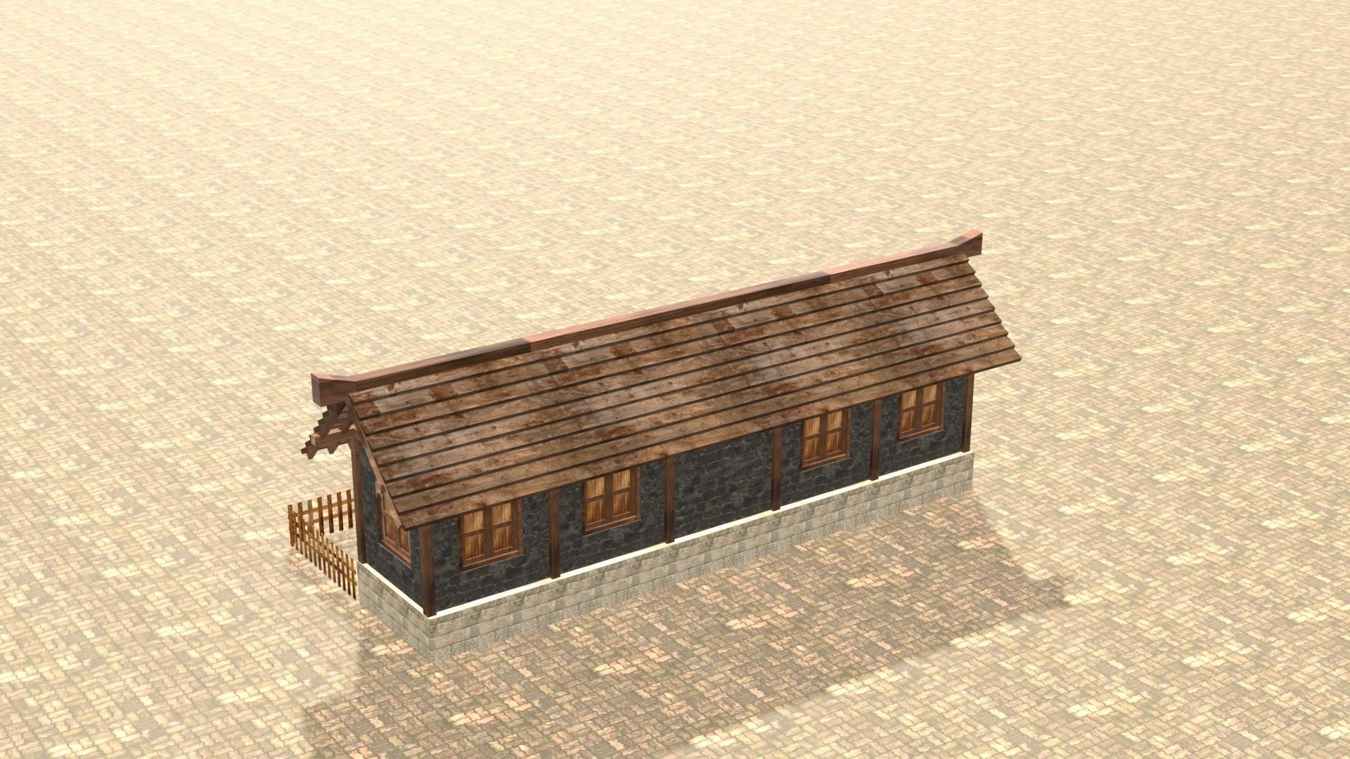Medieval house twelve Low-poly 3D model_8