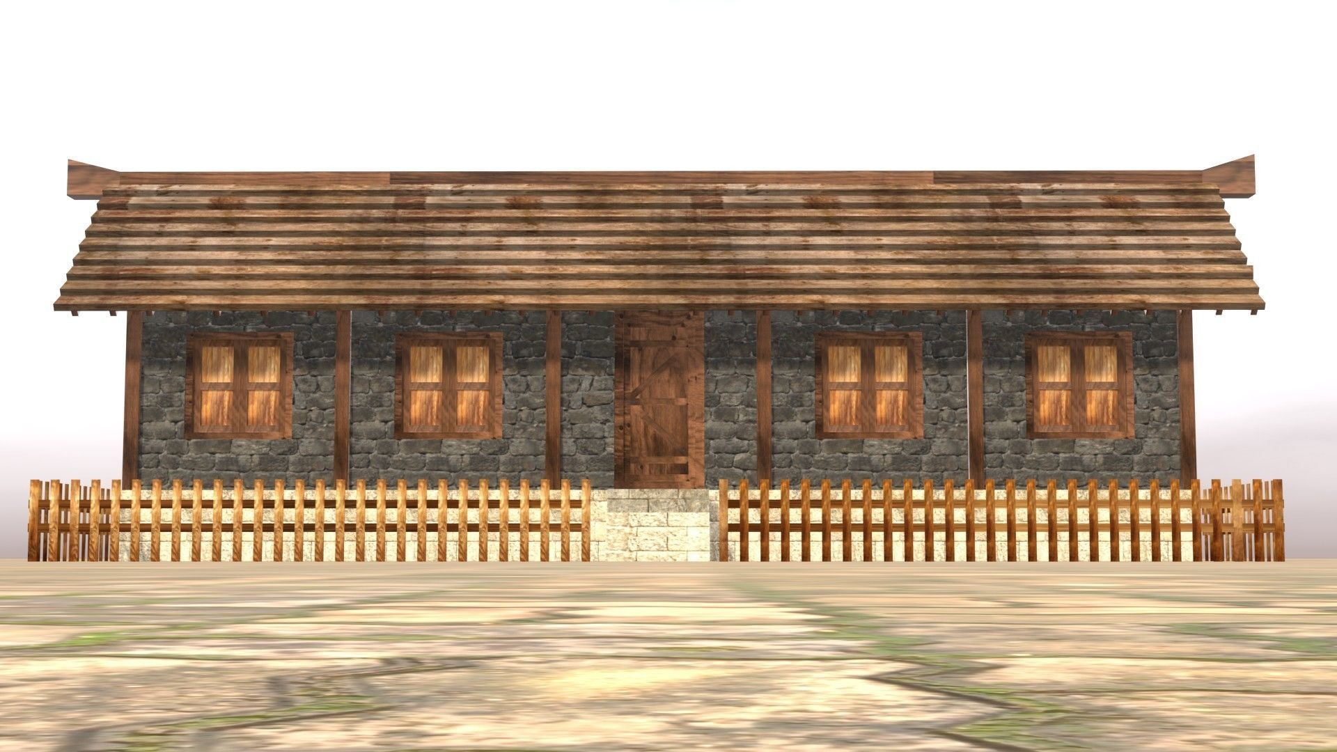 Medieval house twelve Low-poly 3D model_10