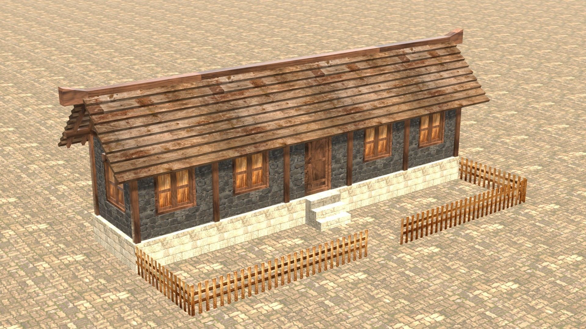 Medieval house twelve Low-poly 3D model_4