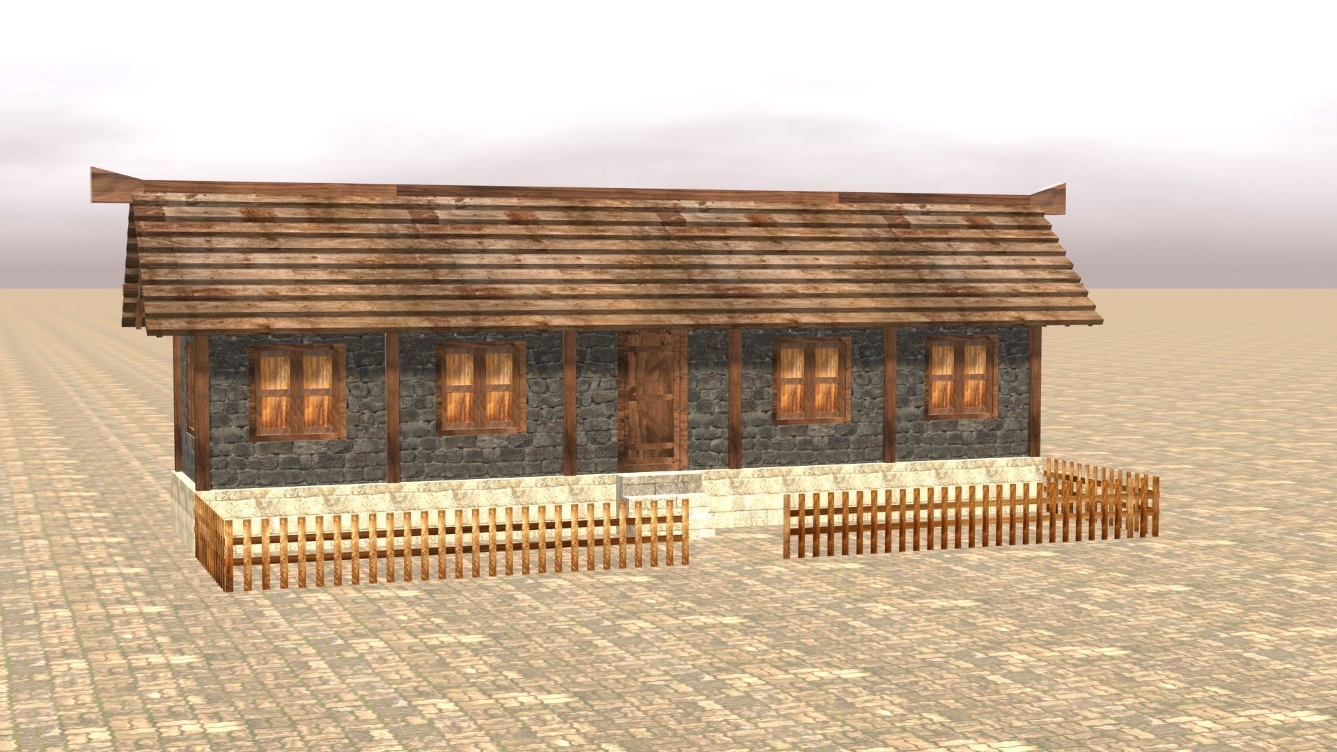 Medieval house twelve Low-poly 3D model_16