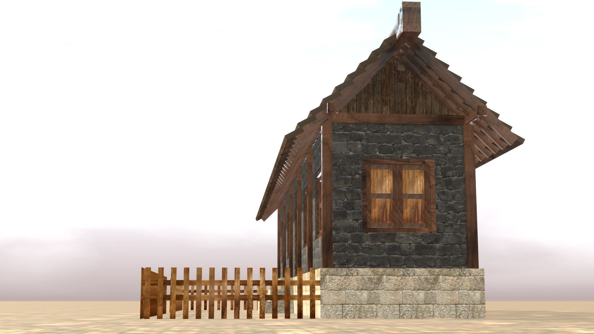 Medieval house twelve Low-poly 3D model_12