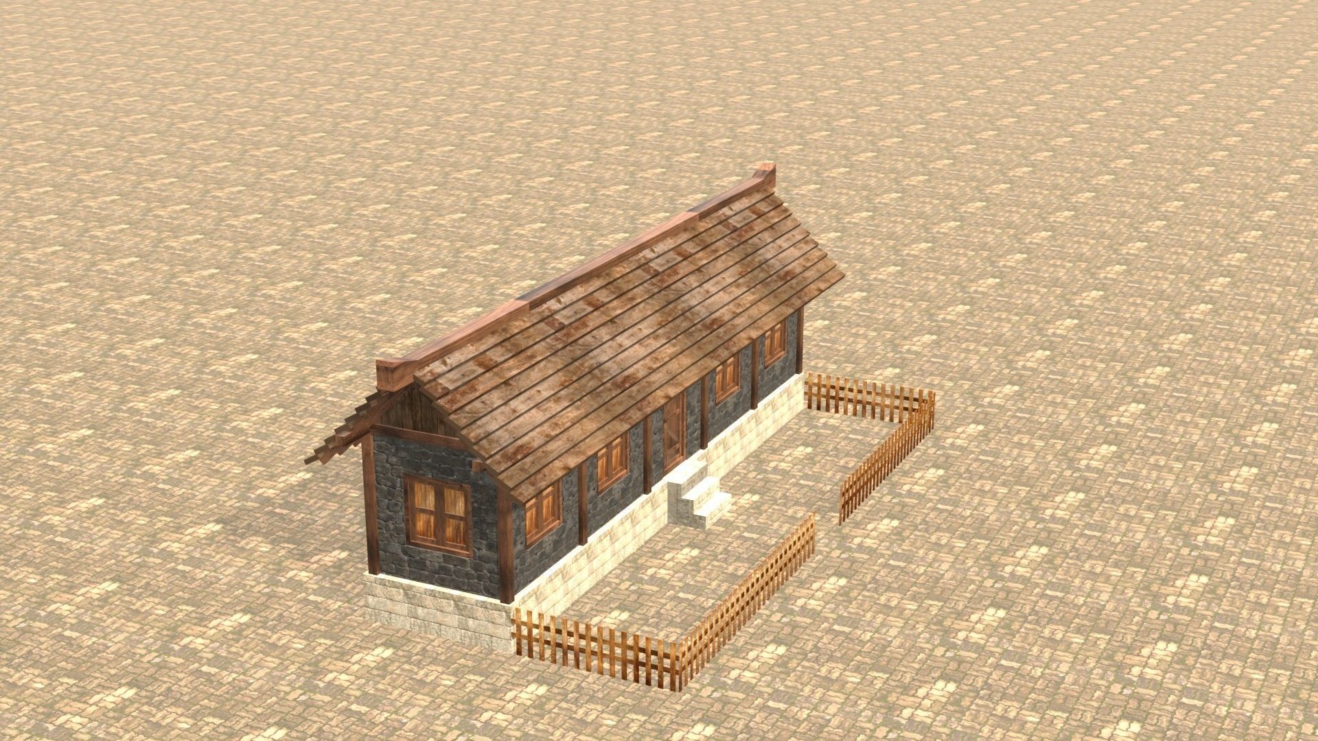 Medieval house twelve Low-poly 3D model_5
