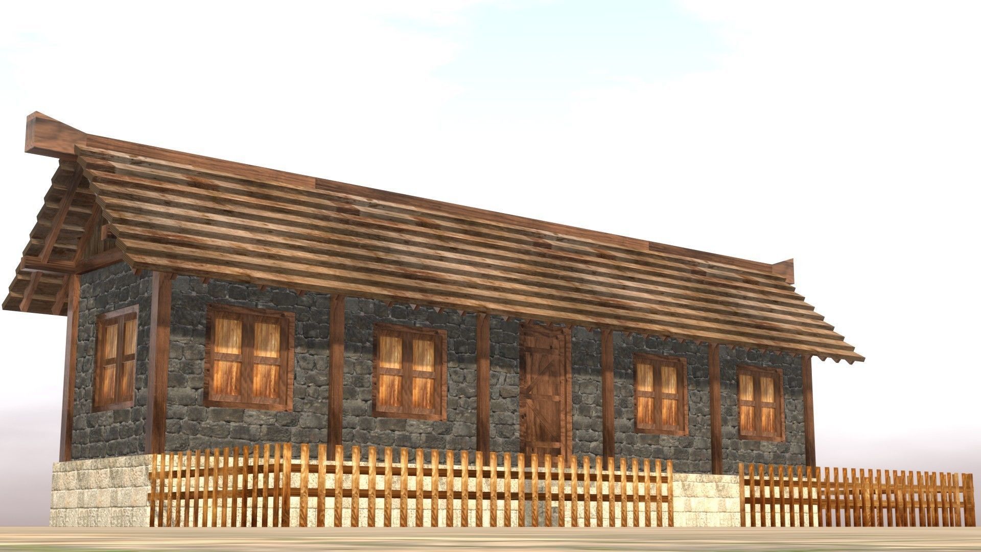 Medieval house twelve Low-poly 3D model_11