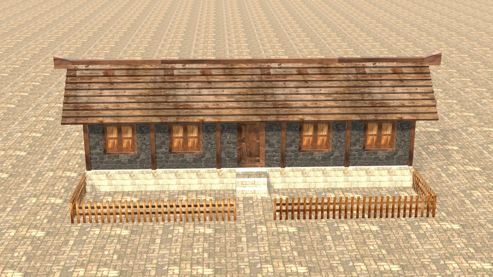 Medieval house twelve Low-poly 3D model_1