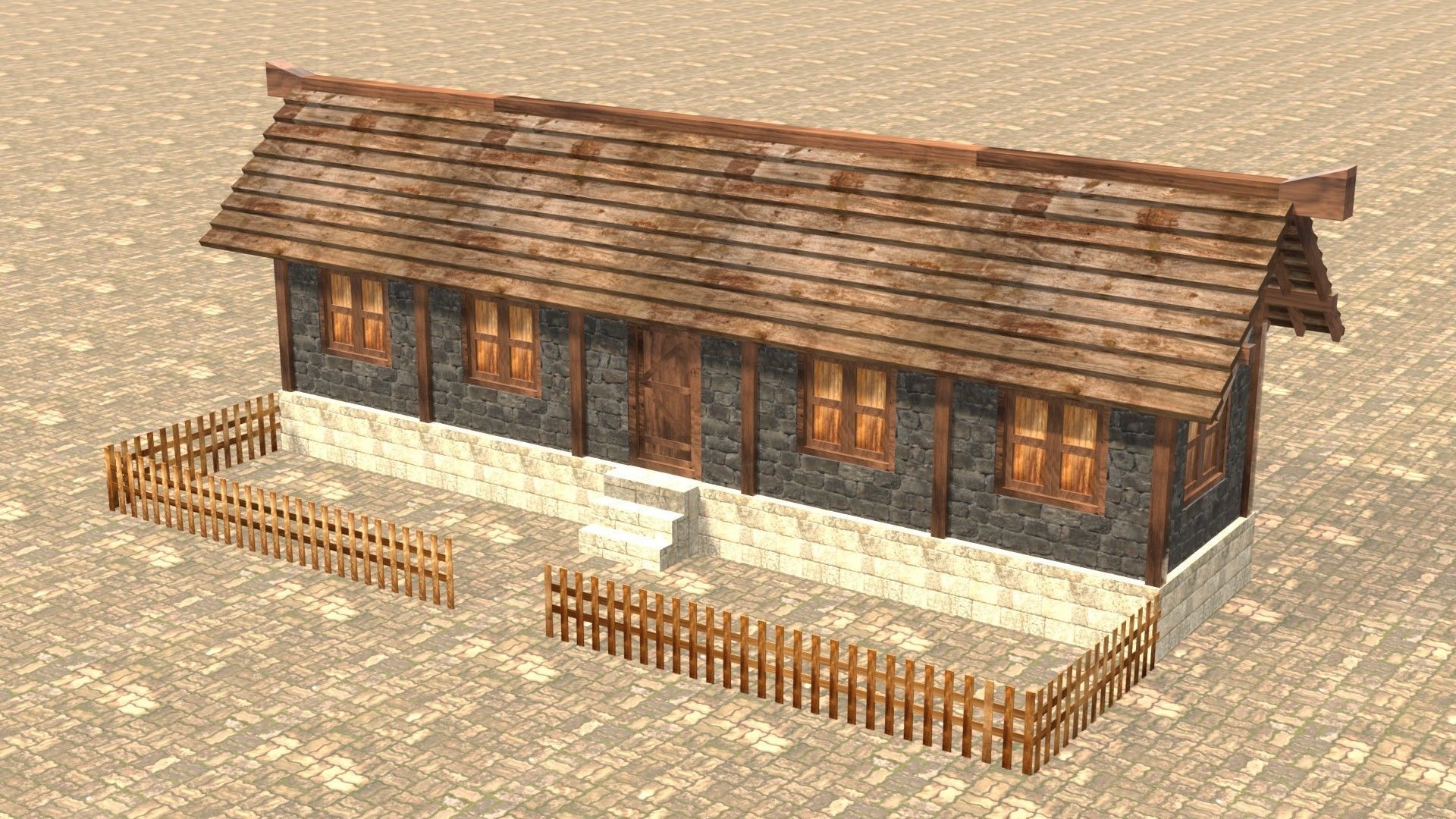 Medieval house twelve Low-poly 3D model_2