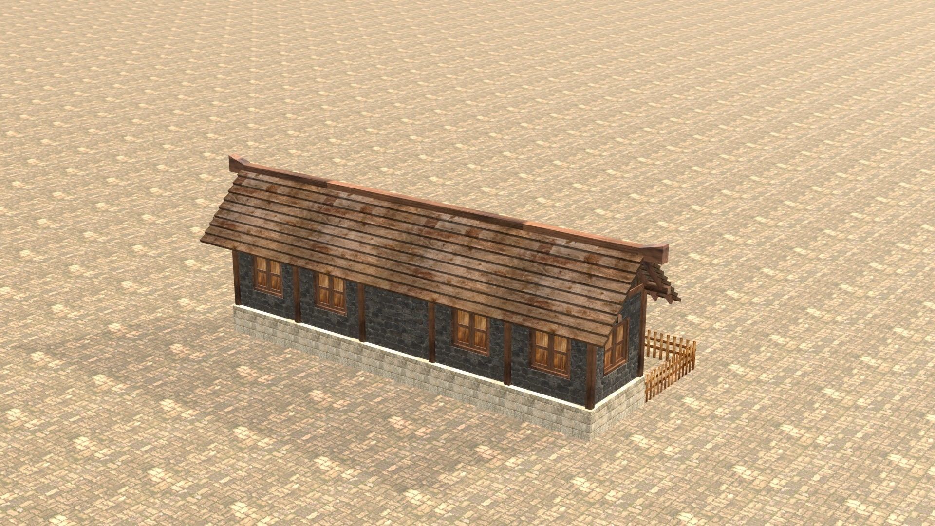 Medieval house twelve Low-poly 3D model_7