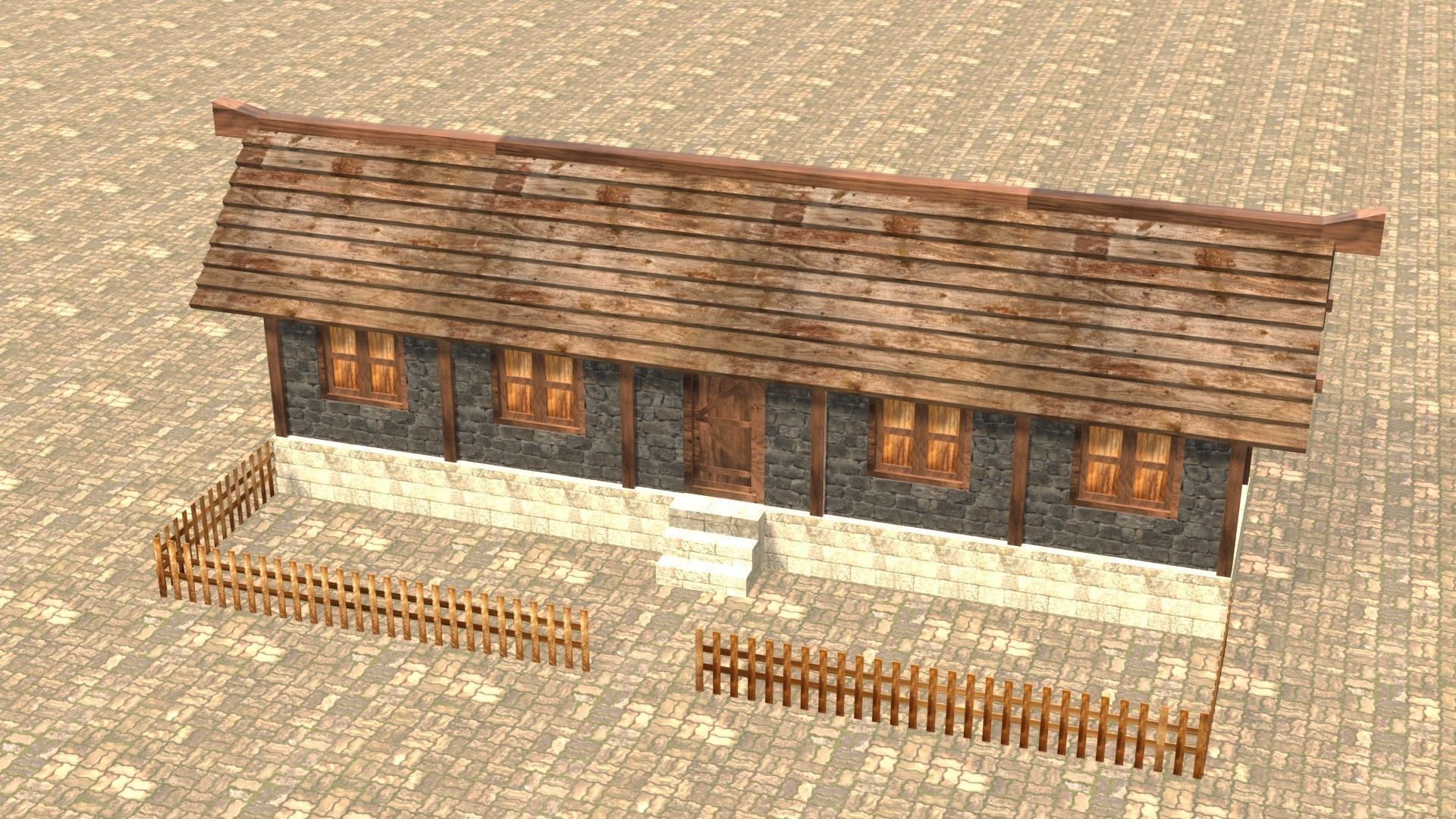 Medieval house twelve Low-poly 3D model_3