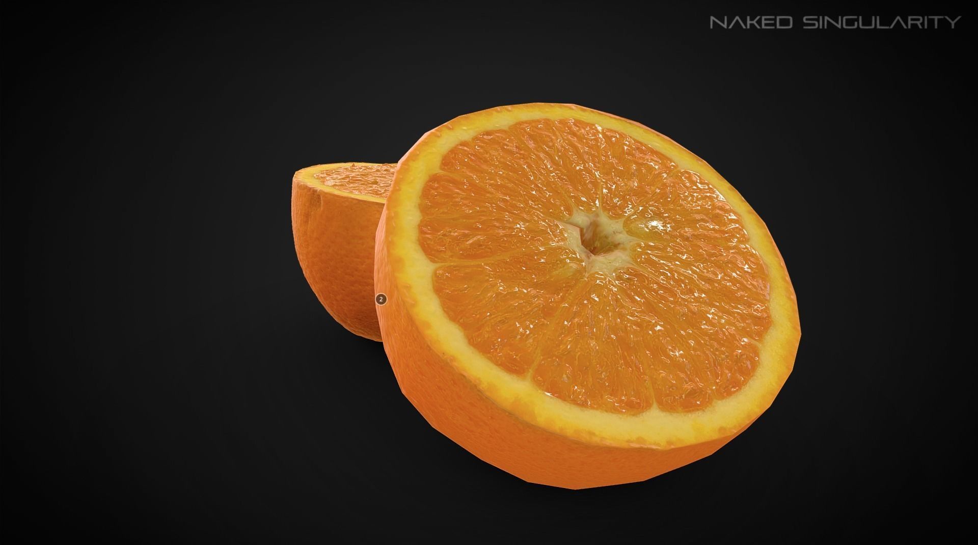 3D scan fruit - Orange half photogrammetry Low-poly 3D model_2
