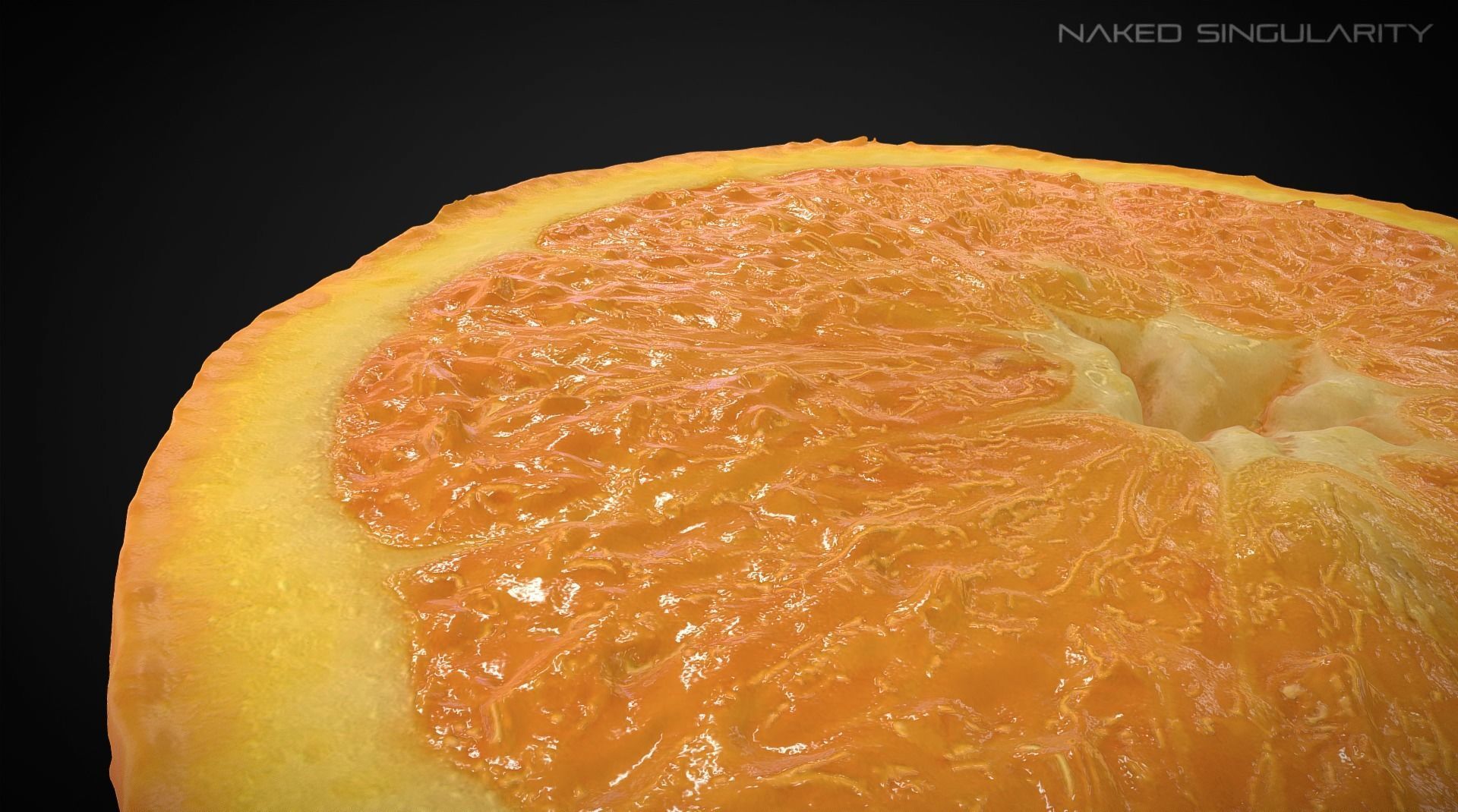 3D scan fruit - Orange half photogrammetry Low-poly 3D model_1