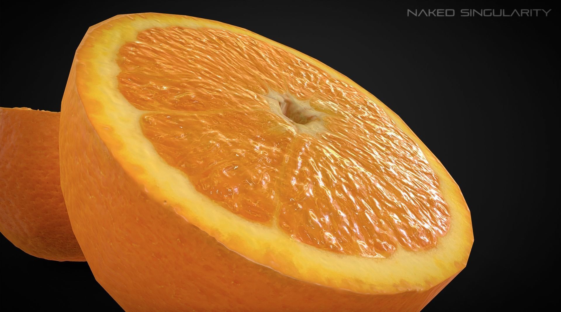 3D scan fruit - Orange half photogrammetry Low-poly 3D model_6