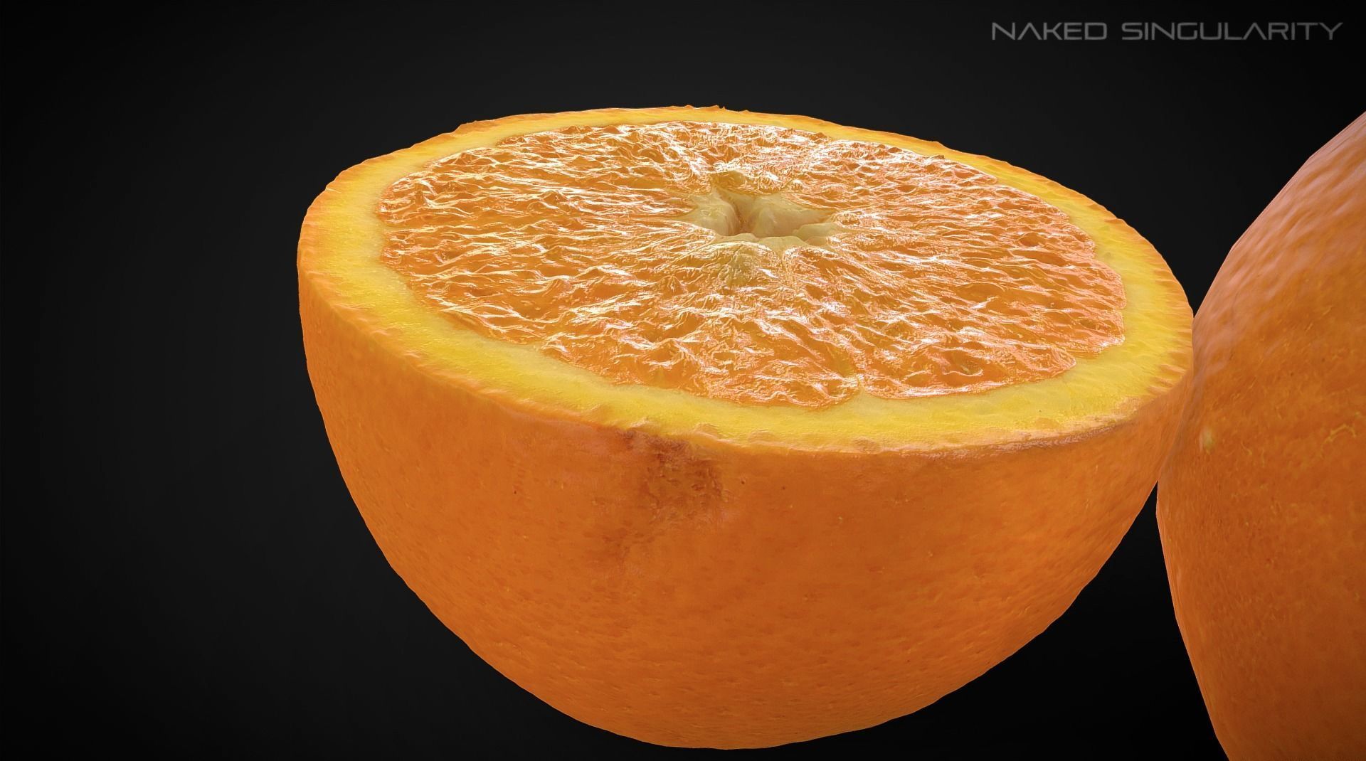 3D scan fruit - Orange half photogrammetry Low-poly 3D model_7