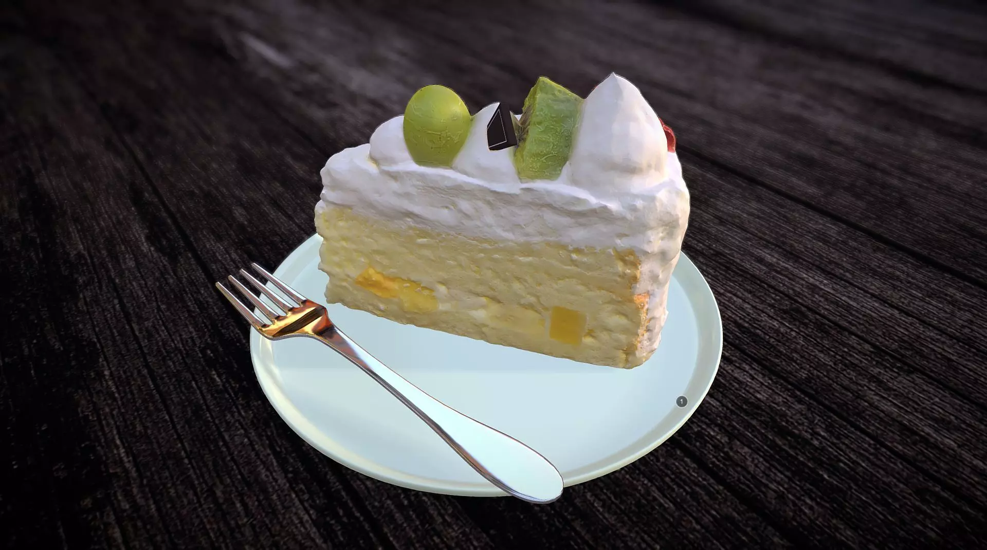 3D Scan cakery - Fruit cream cake photogrammetry Low-poly 3D model_0