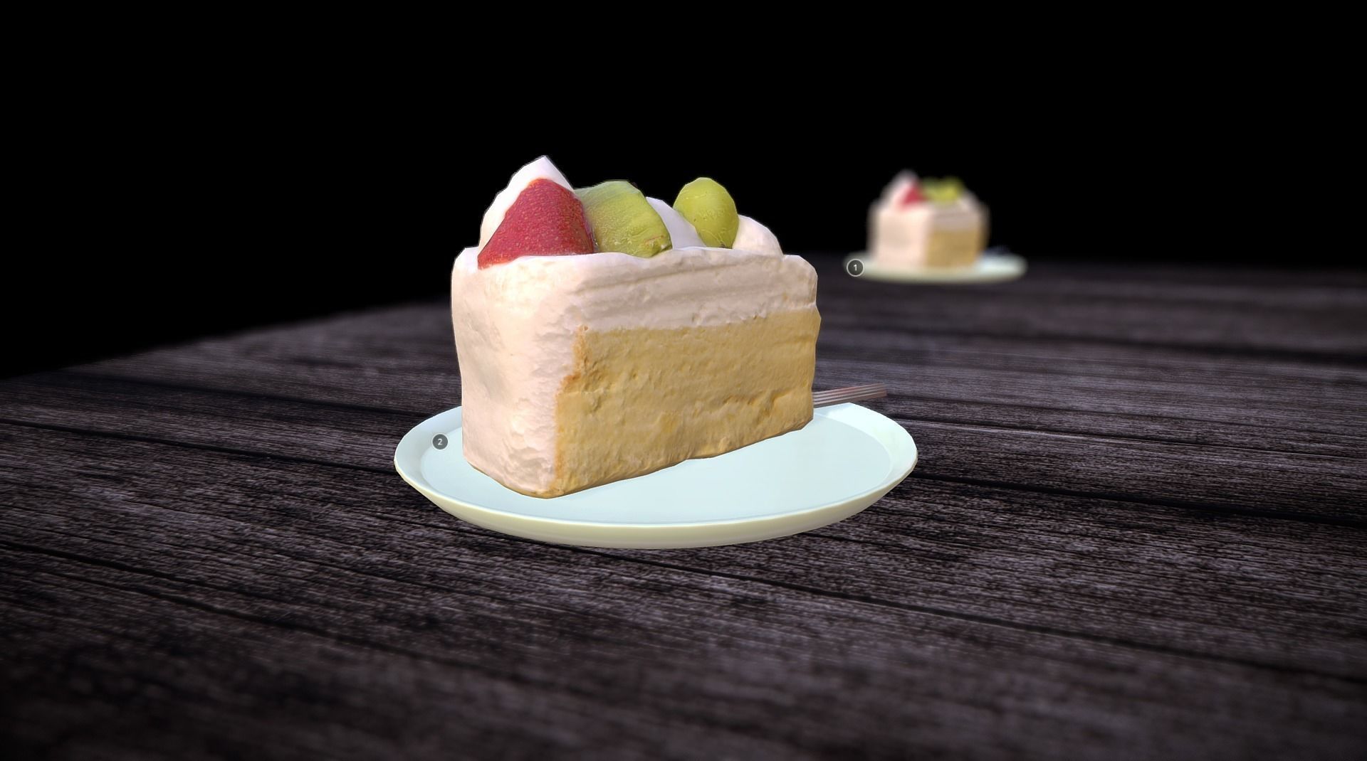 3D Scan cakery - Fruit cream cake photogrammetry Low-poly 3D model_3