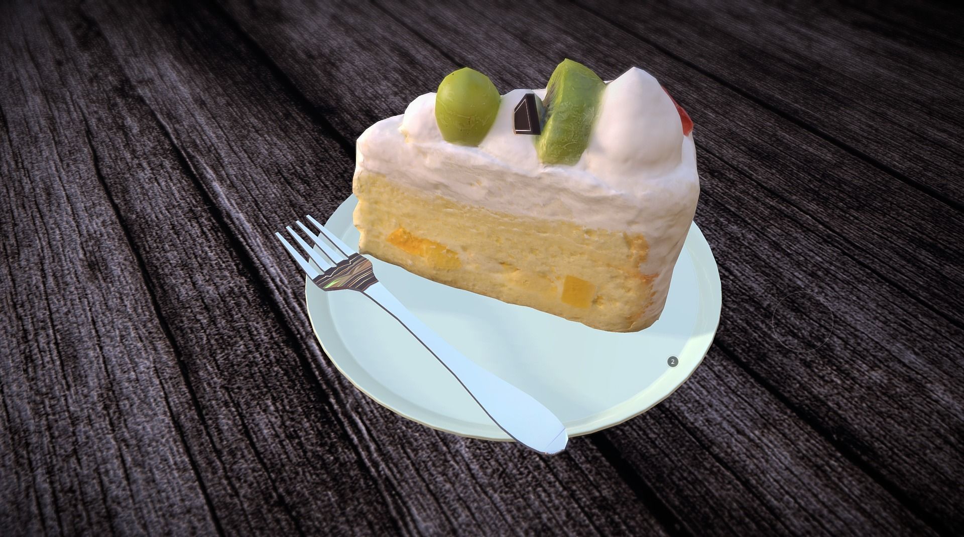 3D Scan cakery - Fruit cream cake photogrammetry Low-poly 3D model_2