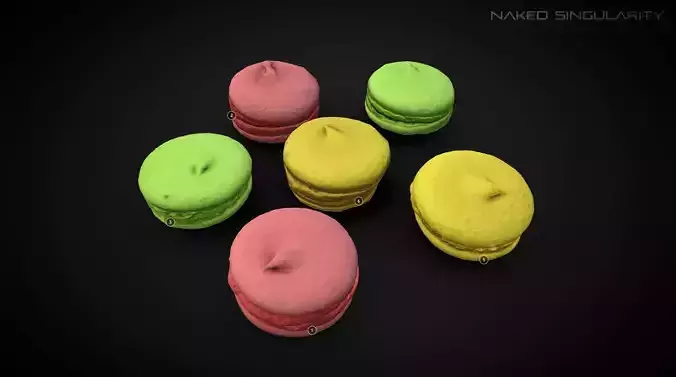 3D Scan Bakery - Macaron set photogrammetry 2K Low-poly 3D model