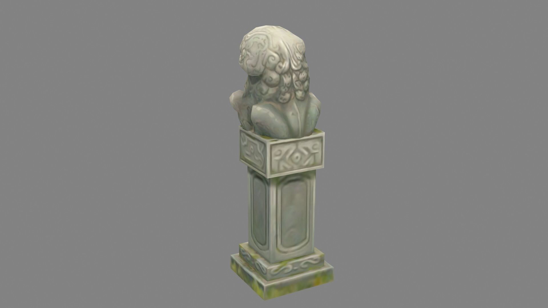 Cartoon stone pillar and stone lion sculpture Low-poly 3D model_2