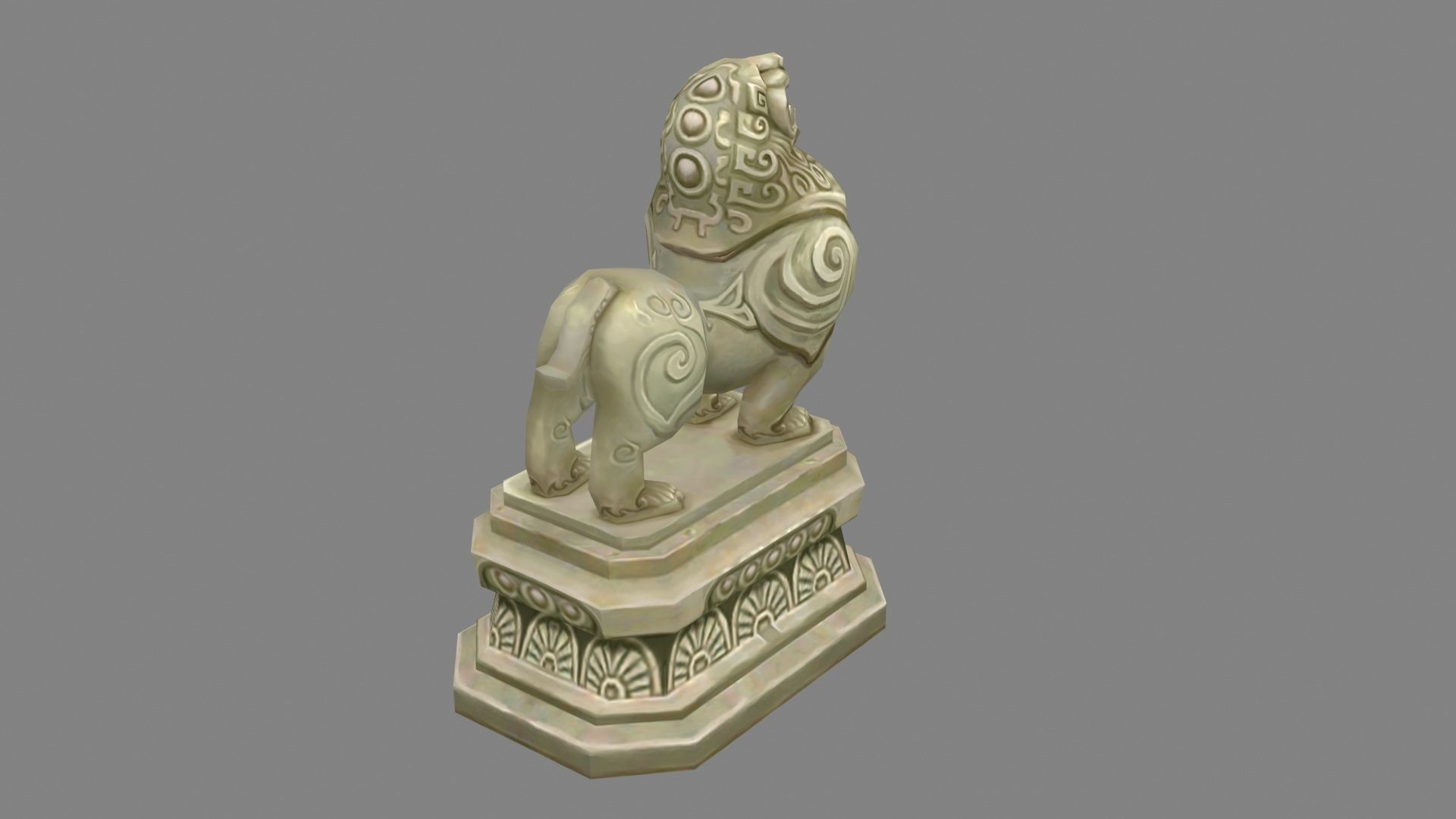 Standing Stone Lion Sculpture Low-poly 3D model_2
