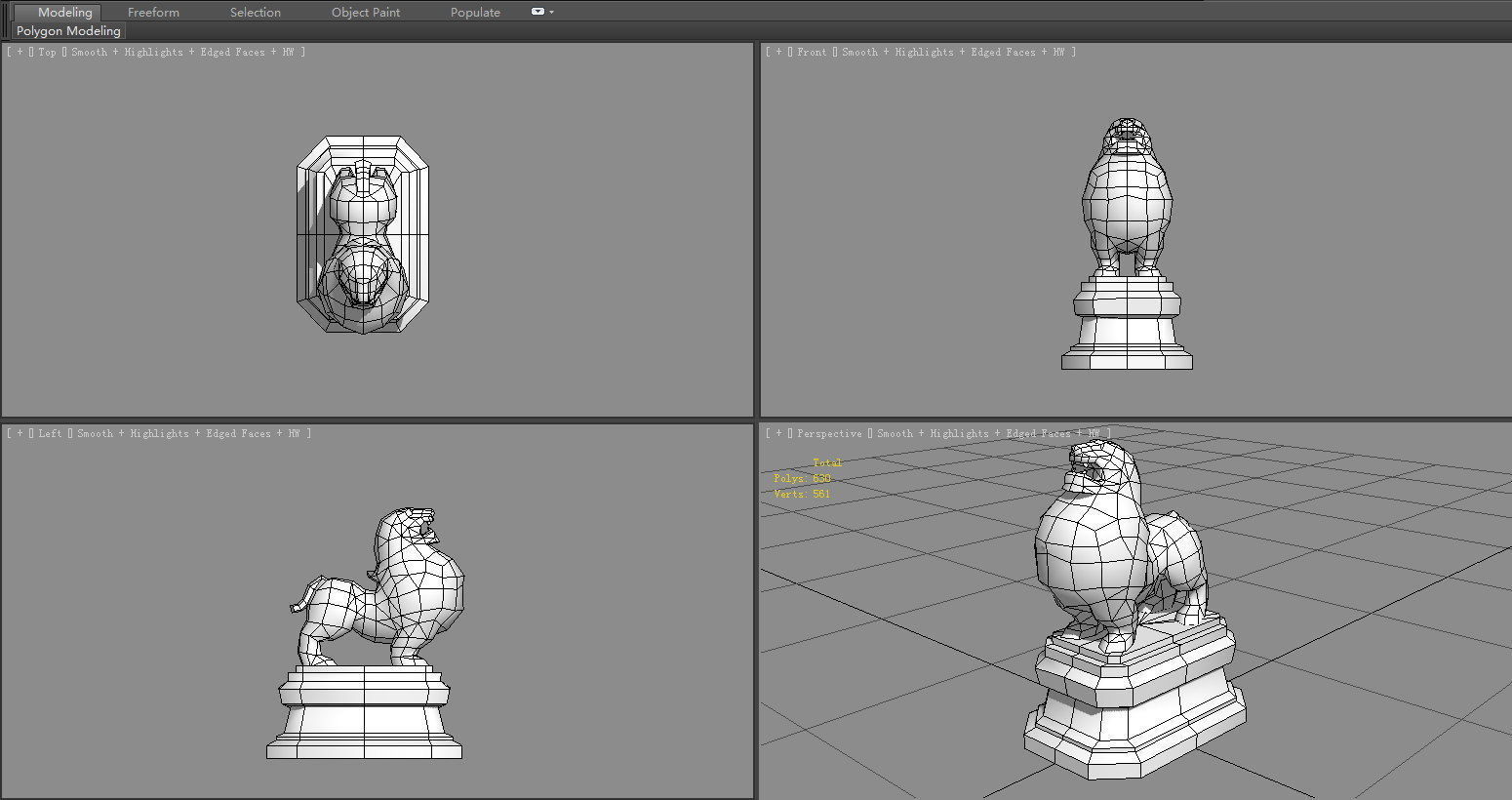 Standing Stone Lion Sculpture Low-poly 3D model_6