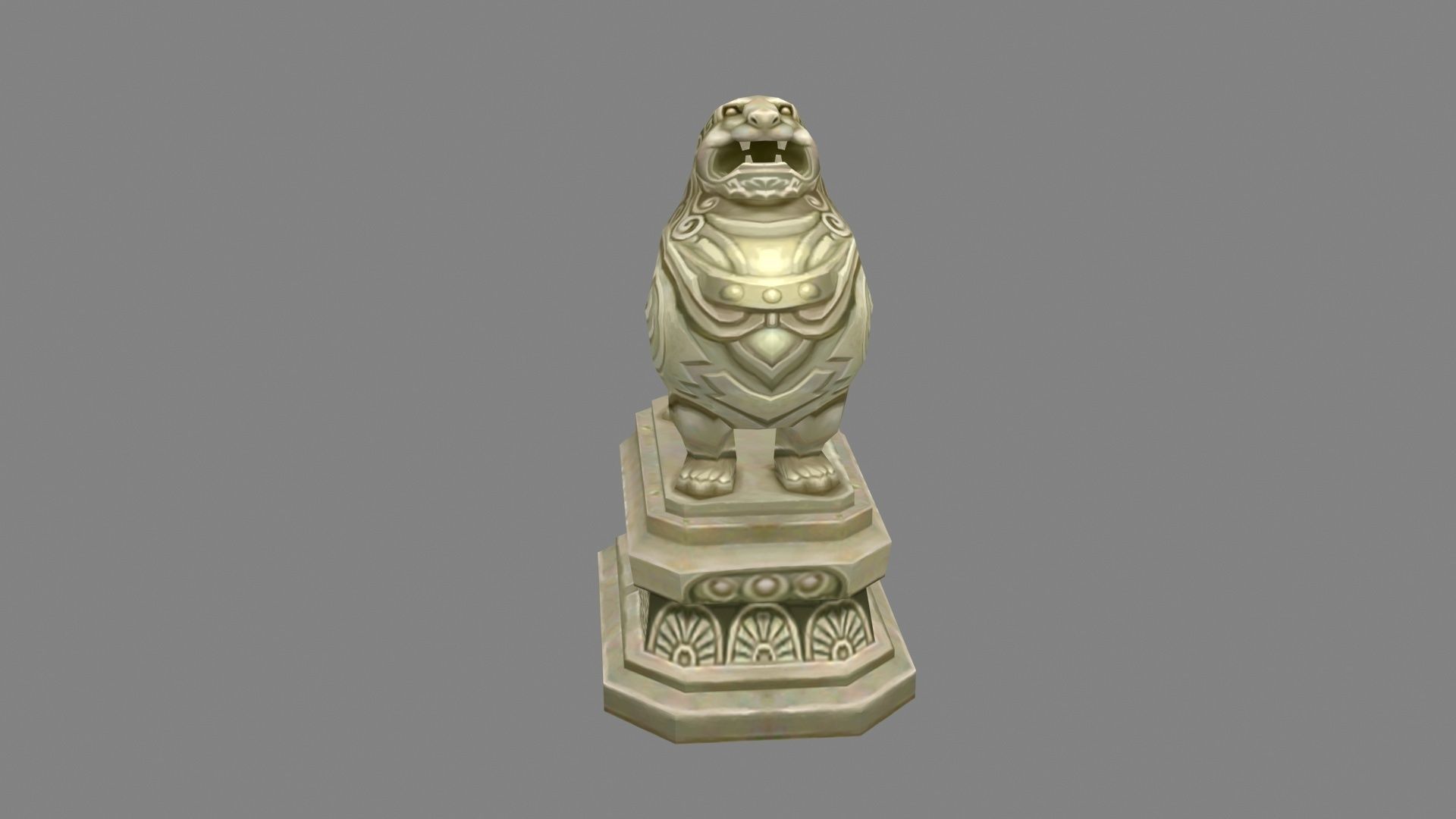Standing Stone Lion Sculpture Low-poly 3D model_3