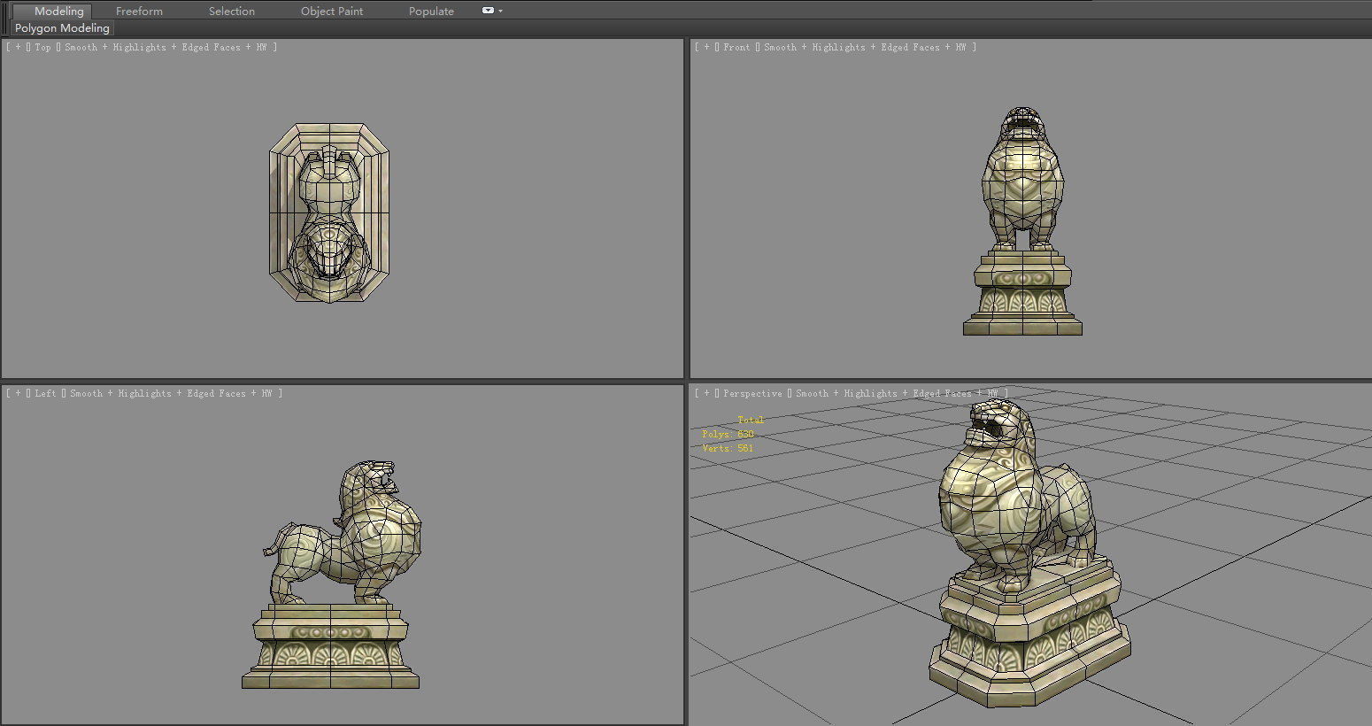 Standing Stone Lion Sculpture Low-poly 3D model_5