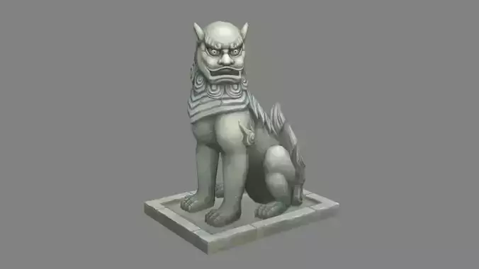 A squatting stone lion sculpture