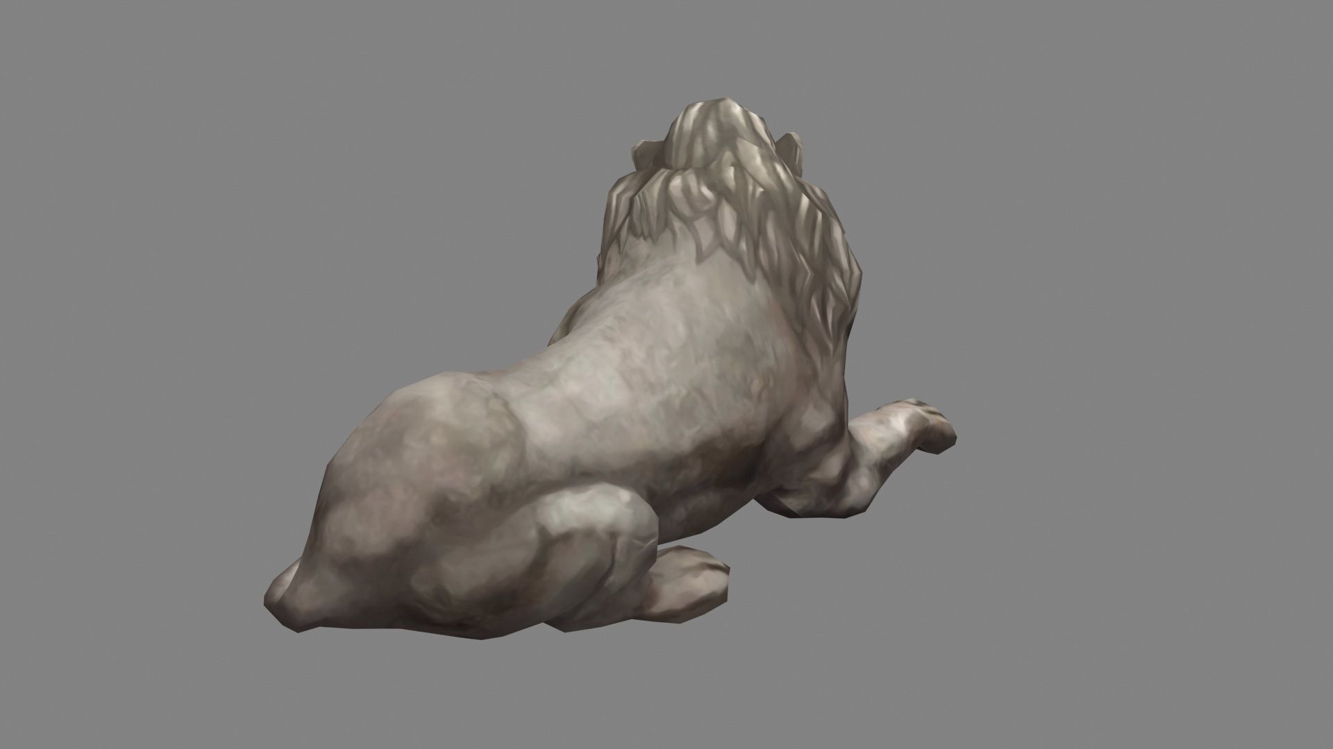 Stone Lion Sculpture - Lying Lion Low-poly 3D model_3