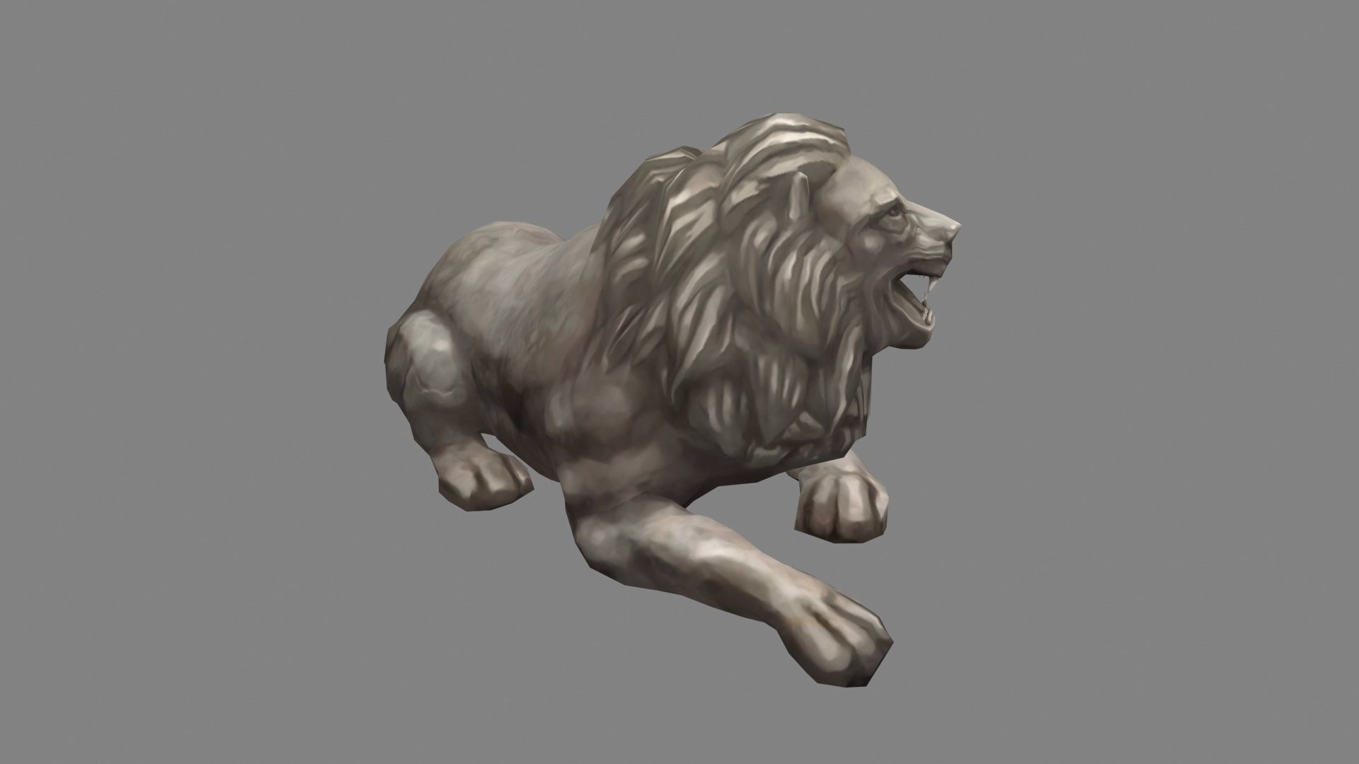 Stone Lion Sculpture - Lying Lion Low-poly 3D model_4