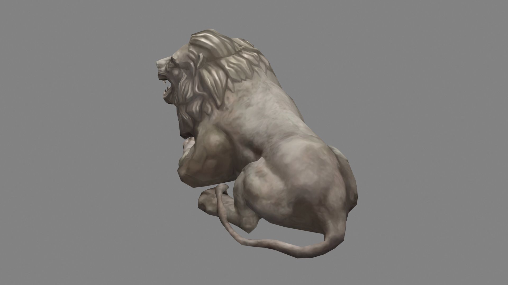 Stone Lion Sculpture - Lying Lion Low-poly 3D model_2