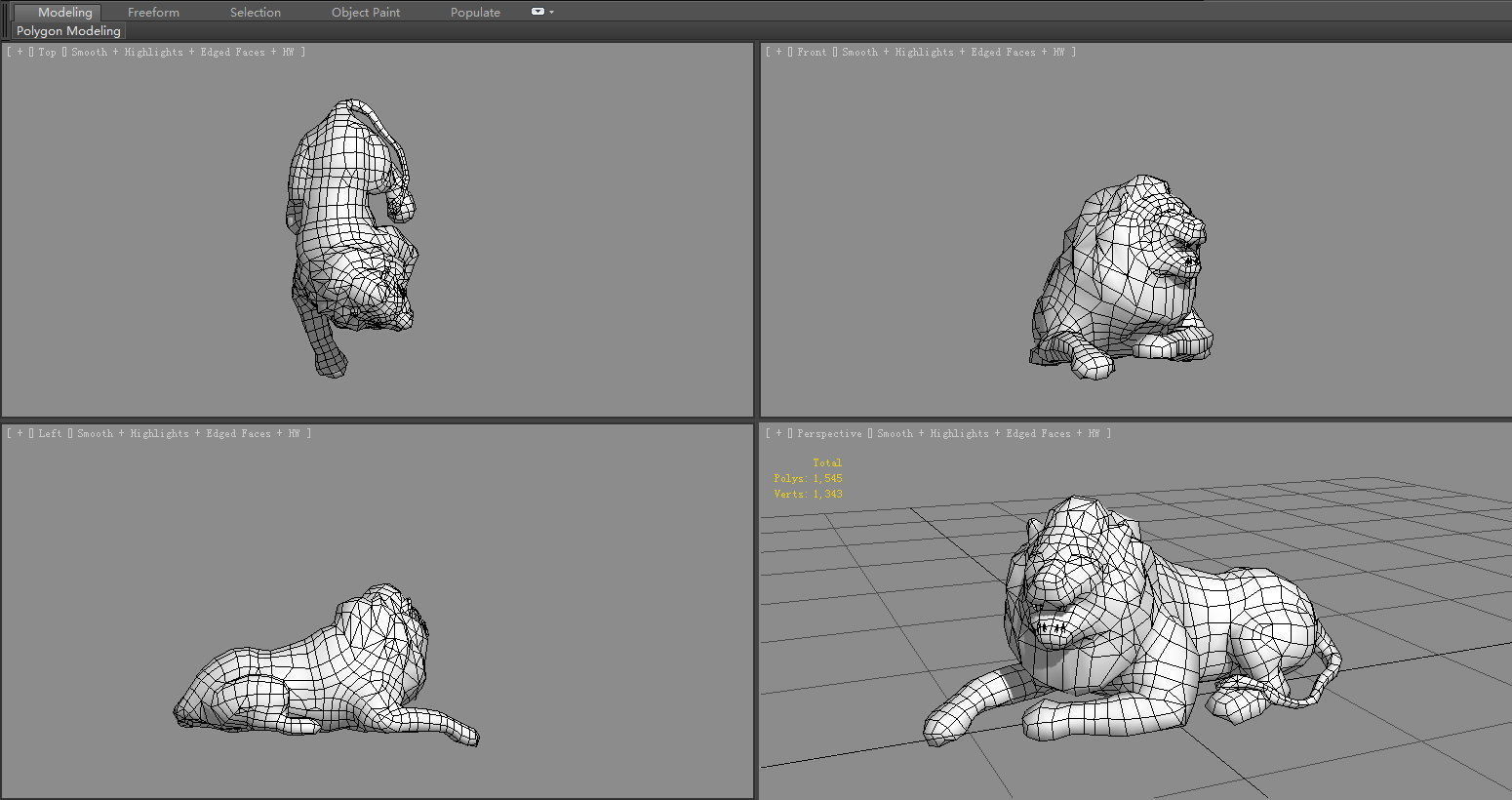 Stone Lion Sculpture - Lying Lion Low-poly 3D model_7