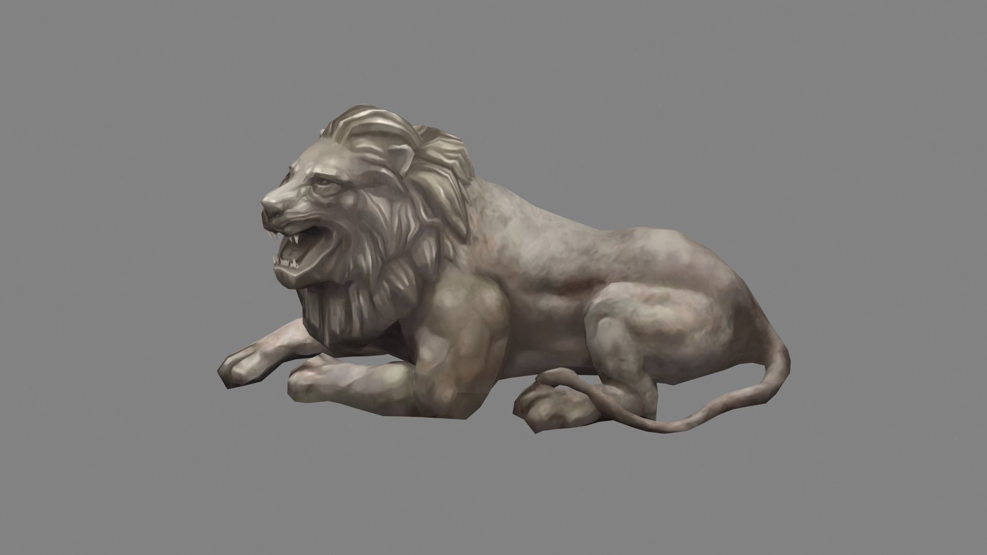 Stone Lion Sculpture - Lying Lion Low-poly 3D model_1