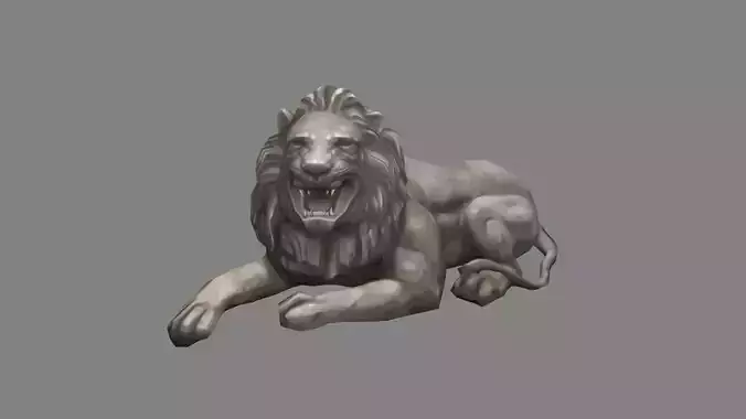 Stone Lion Sculpture - Lying Lion