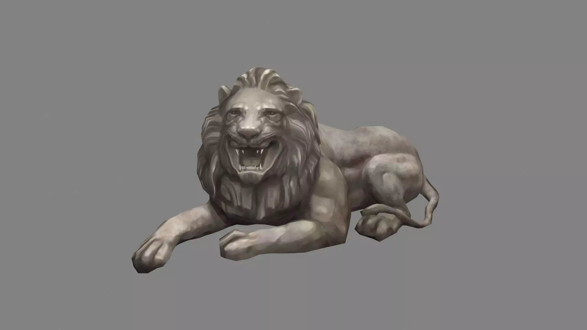 Stone Lion Sculpture - Lying Lion Low-poly 3D model_0