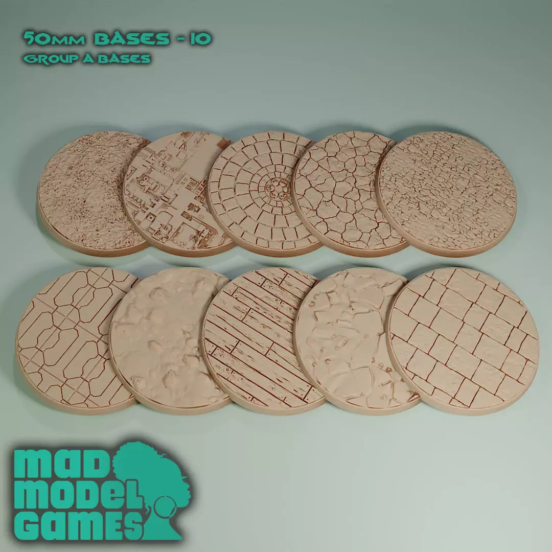 50MM BASES - 10 - GROUP A - DND character bases 3D print model_0