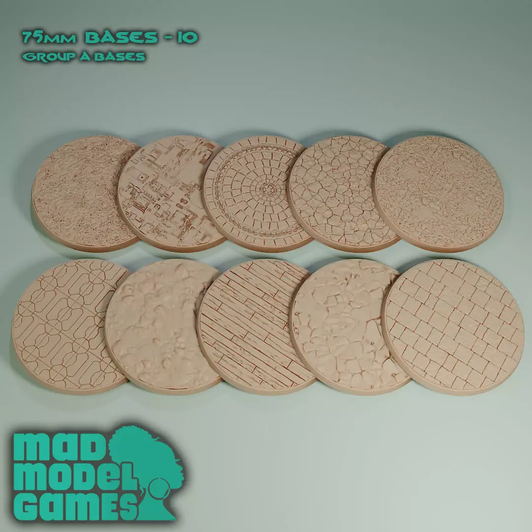 75MM BASES - 10 - GROUP A - DND character bases 3D print model_0