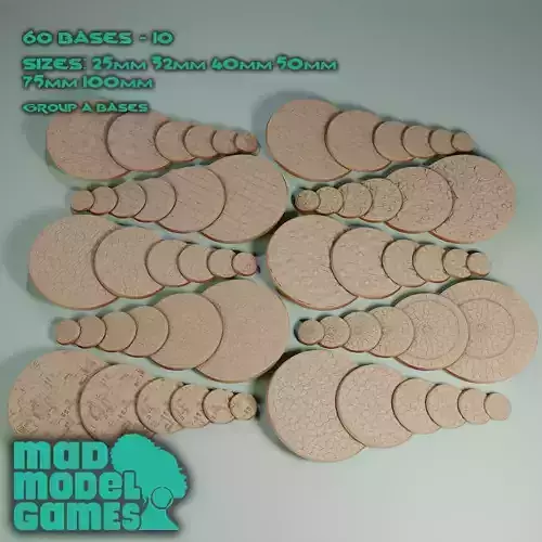 60 BASES - VARIOUS SIZES - GROUP A - DND character bases