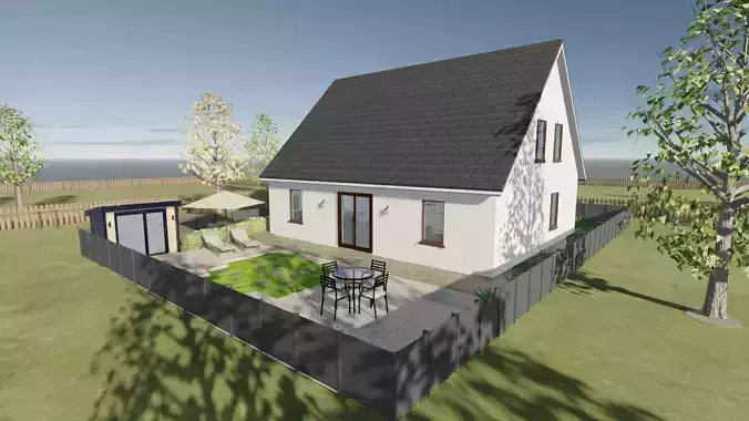 Modern Suburban European American Home  3D model