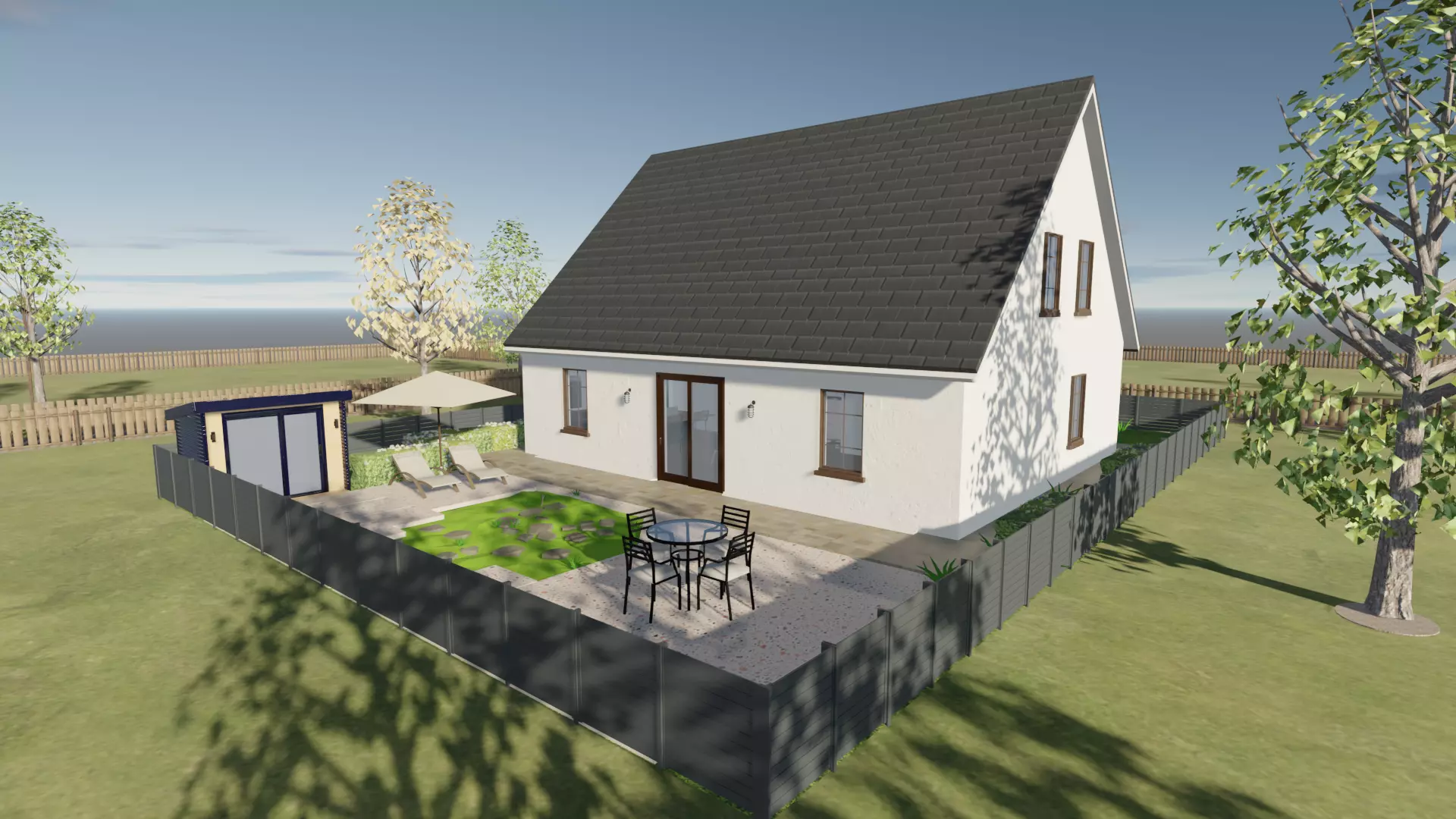 Modern Suburban European American Home 3D model