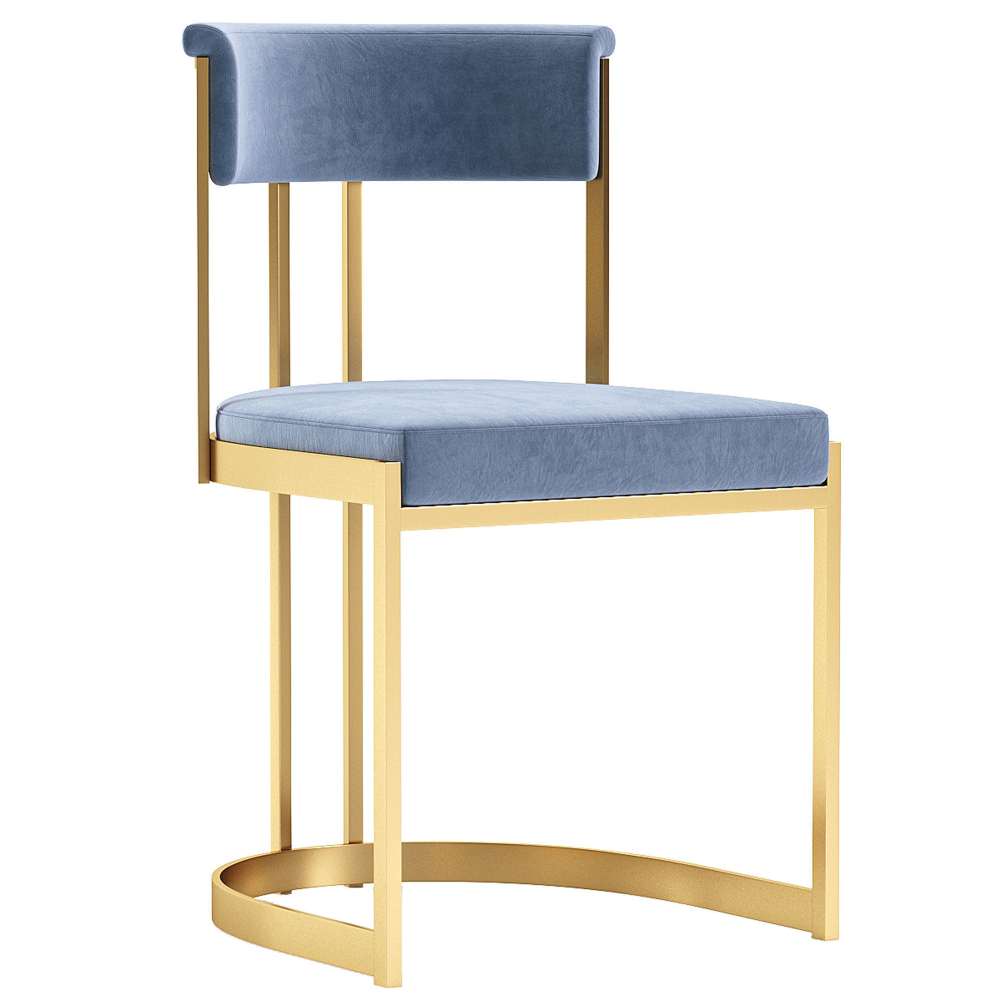 Adela Black Velvet Dining Chair 3D model_1