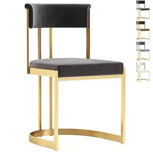 Adela Black Velvet Dining Chair 3D model